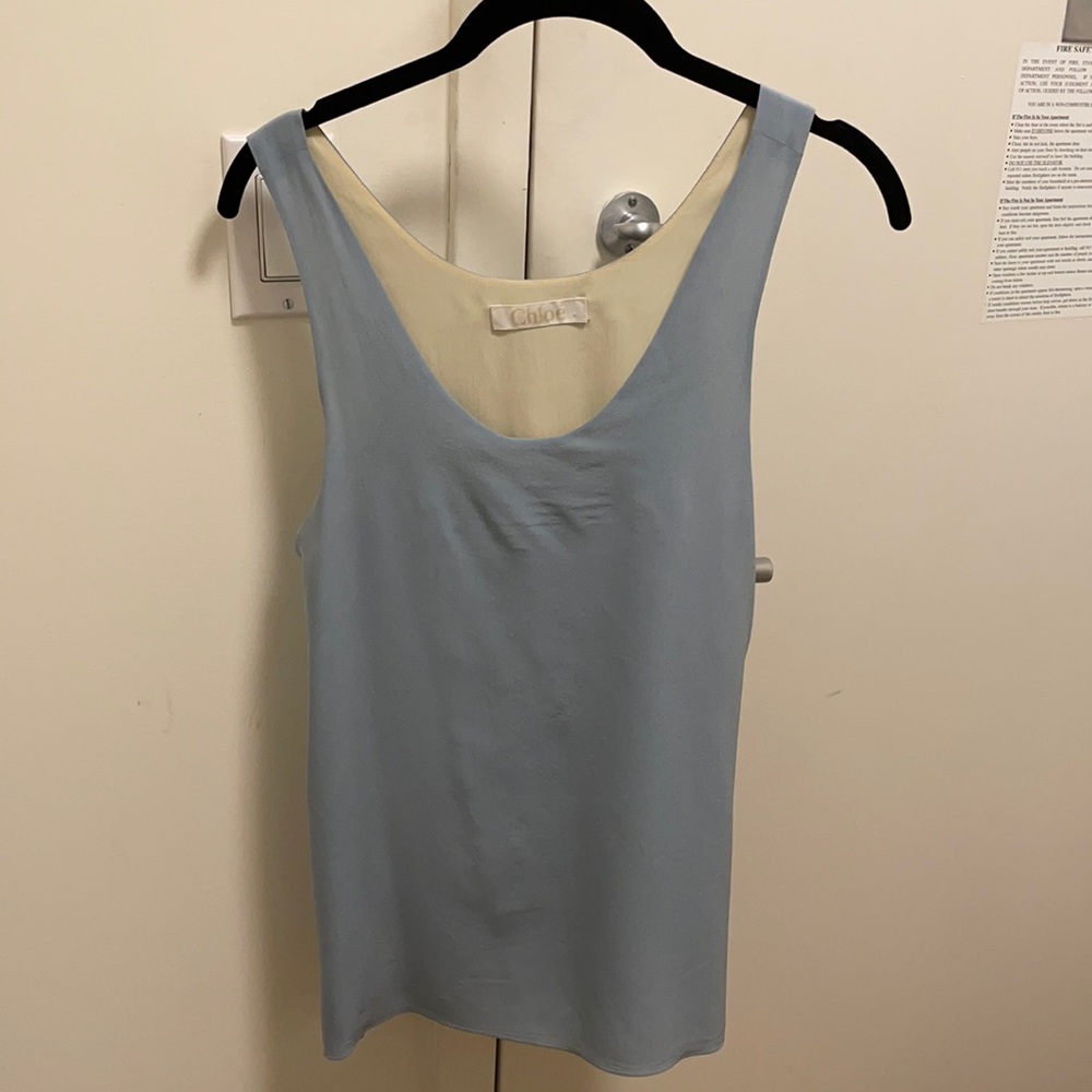 Chloe 100% Silk Baby Blue Tank Top